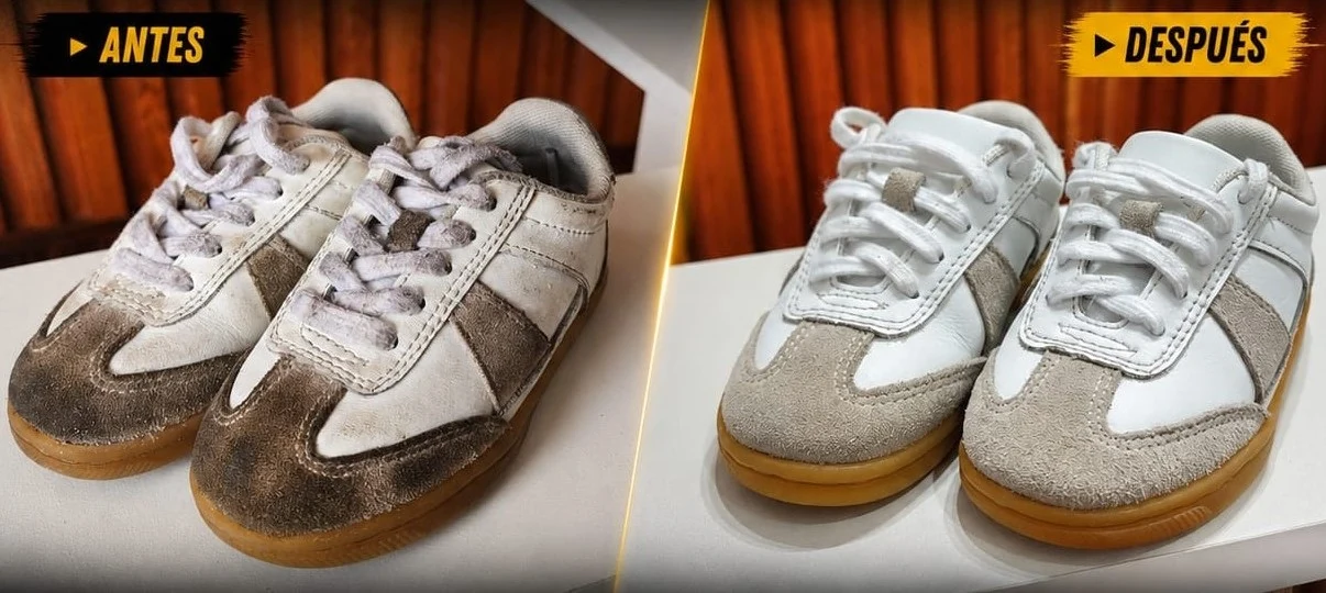 Antes y después real de zapatos Adidas lavados