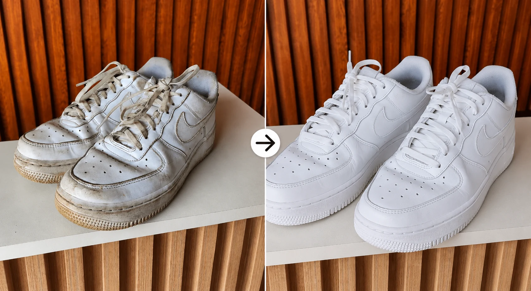 Antes y después real de zapatos Nike lavados